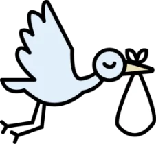 Cigogne portant un bébé